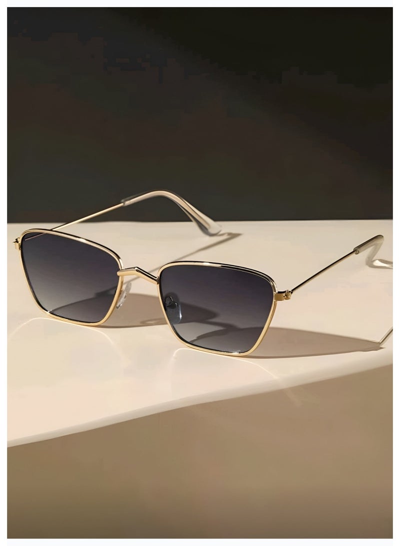 POLITE Women’s Small-Frame Metal Geometric Sunglasses – Holiday Beach & Festival Accessory - Image 2